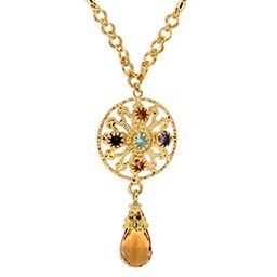 Catenina con ciondolo in argento 925° dorato e cristalli sfaccettati multicolore Catenina con ciondolo in argento 925° dorato e cristalli sfaccettati multicolore