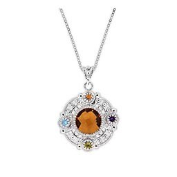Catenina con ciondolo in argento 925 e cristallo sfaccettato giallo Catenina con ciondolo in argento 925 e cristallo sfaccettato giallo