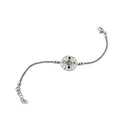 Bracciale in argento con cristalli sfaccettati multicolore.