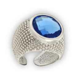 Anello in argento 925° con cristallo sfaccettato AZZURRO Anello in argento 925° con cristallo sfaccettato AZZURRO