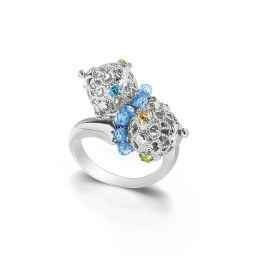 Anello contrarie in argento 925° con cristalli sfaccettati azzurri Anello contrarie in argento 925° con cristalli sfaccettati azzurri
