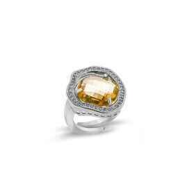 Anello in argento 925° con cristallo sfaccettato e cubic zirconia GIALLA Anello in argento 925° con cristallo sfaccettato e cubic zirconia GIALLA