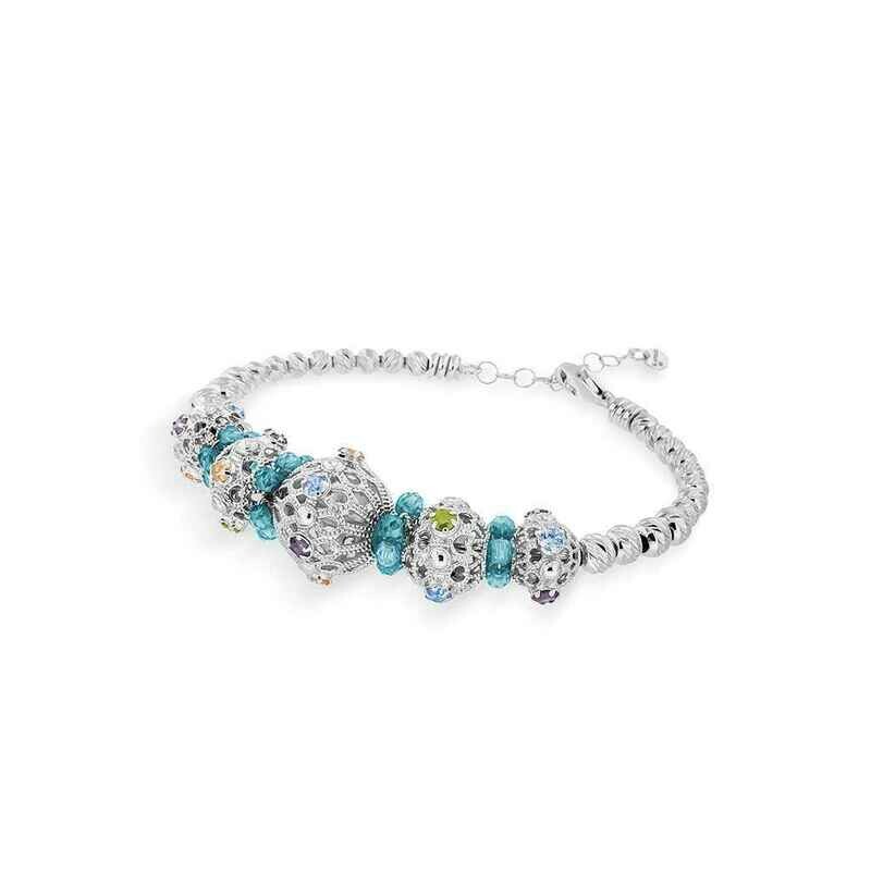 Bracciale semirigido in argento con cristalli sfaccettati azzurri Bracciale semirigido in argento con cristalli sfaccettati azzurri