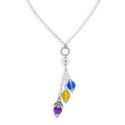 Collier in argento 925° con cristalli sfaccettati.