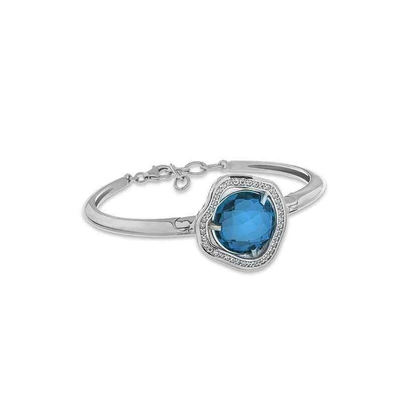 Bracciale in argento con cristallo sfaccettato azzurro e cubic zirconia Bracciale in argento con cristallo sfaccettato azzurro e cubic zirconia