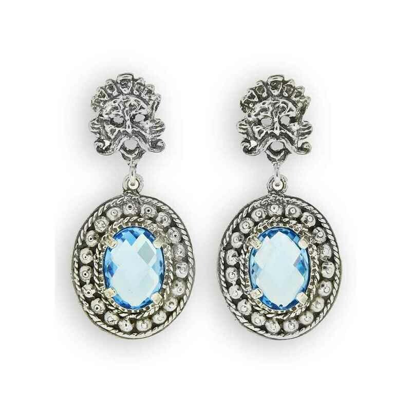 Orecchini in argento pendenti con cristalli sfaccettati azzurri Orecchini in argento pendenti con cristalli sfaccettati azzurri