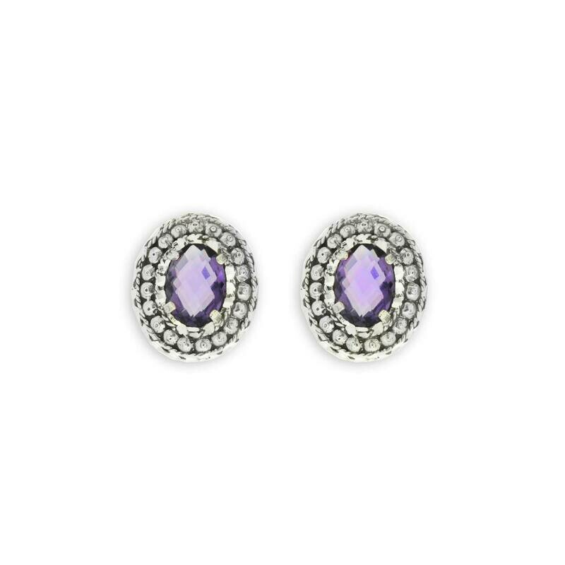 Orecchini in argento 925° con cristalli taglio sfaccettato color ametista