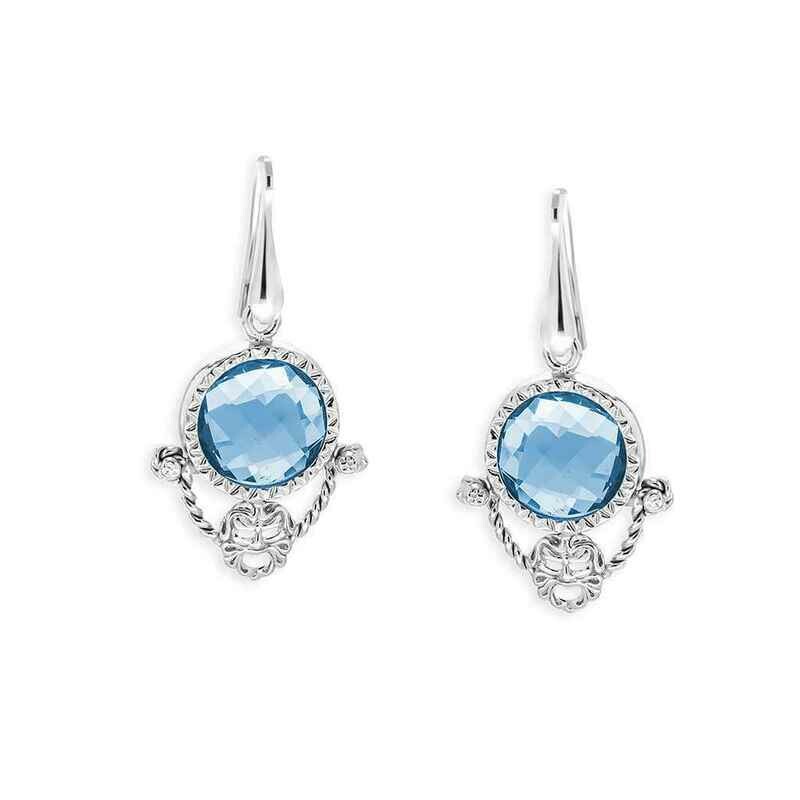 Orecchini in argento 925° con cristallo sfaccettato azzurro e maschera Orecchini in argento 925° con cristallo sfaccettato azzurro e maschera