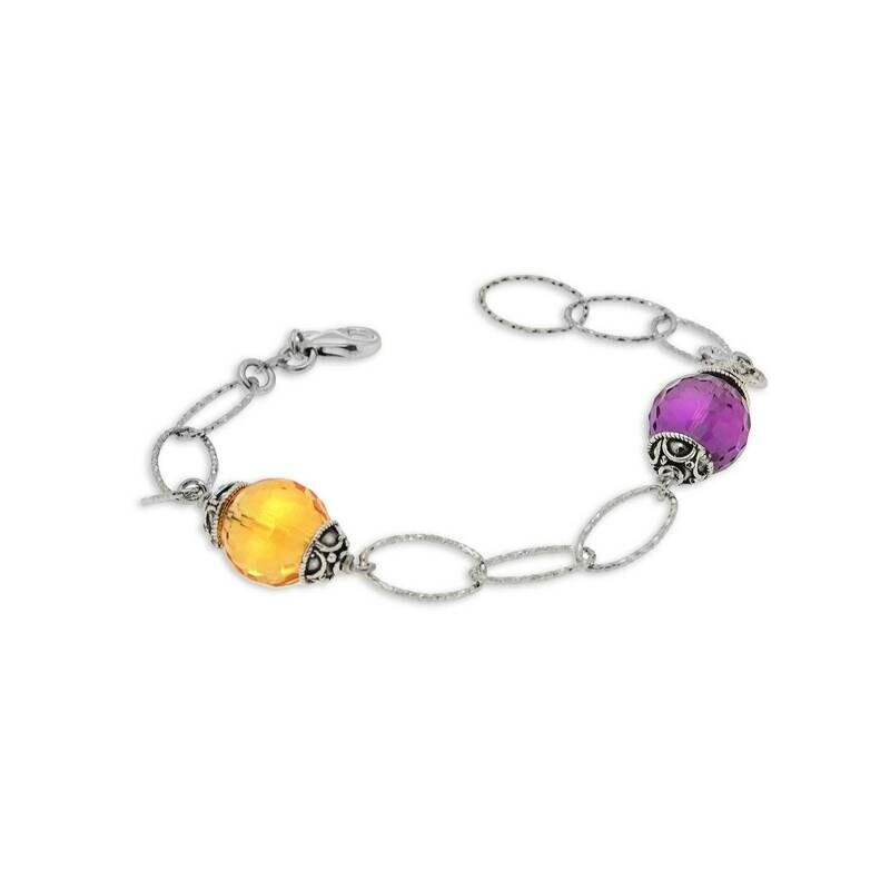 Bracciale in argento 925° con cristalli sfaccettati. Bracciale in argento 925° con cristalli sfaccettati.