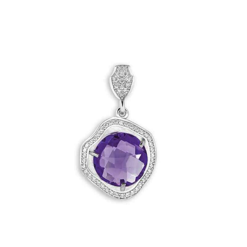 Ciondolo in argento e pietra sfaccettata viola Ciondolo in argento e pietra sfaccettata viola