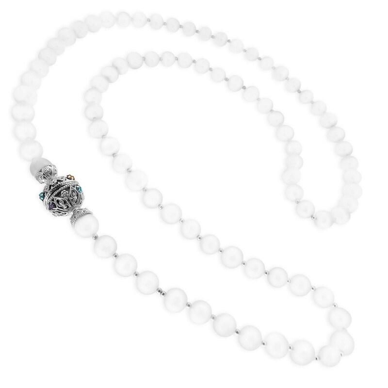 Filo di perle coltivate diametro 910 mm. con chiusura in argento 925° e cristalli sfaccettati Filo di perle coltivate diametro 910 mm. con chiusura in argento 925° e cristalli sfaccettati