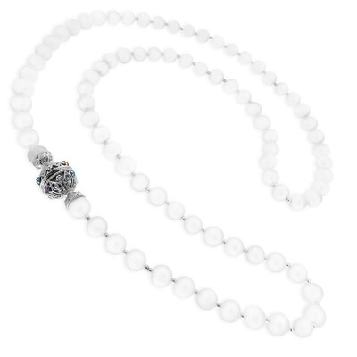 Filo di perle coltivate diametro 910 mm. con chiusura in argento 925° e cristalli sfaccettati Filo di perle coltivate diametro 910 mm. con chiusura in argento 925° e cristalli sfaccettati