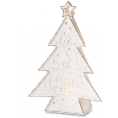 Albero Natale in porcellana da appoggio con luce led. Albero Natale in porcellana da appoggio con luce led.