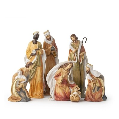 Presepe in Resina Dipinta a Mano Hervit Mis. 37 Cm 7 Pz. Presepe in Resina Dipinta a Mano Hervit Mis. 37 Cm 7 Pz.