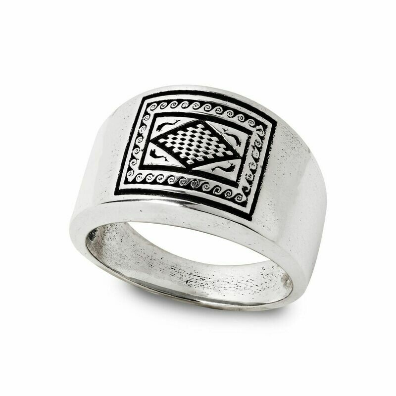 Anello a fascia con mosaico delfini Anello a fascia con mosaico delfini