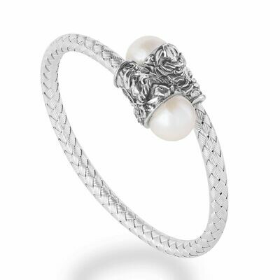 Bracciale rigido contrarié con Perle e Maschere Bracciale rigido contrarié con Perle e Maschere