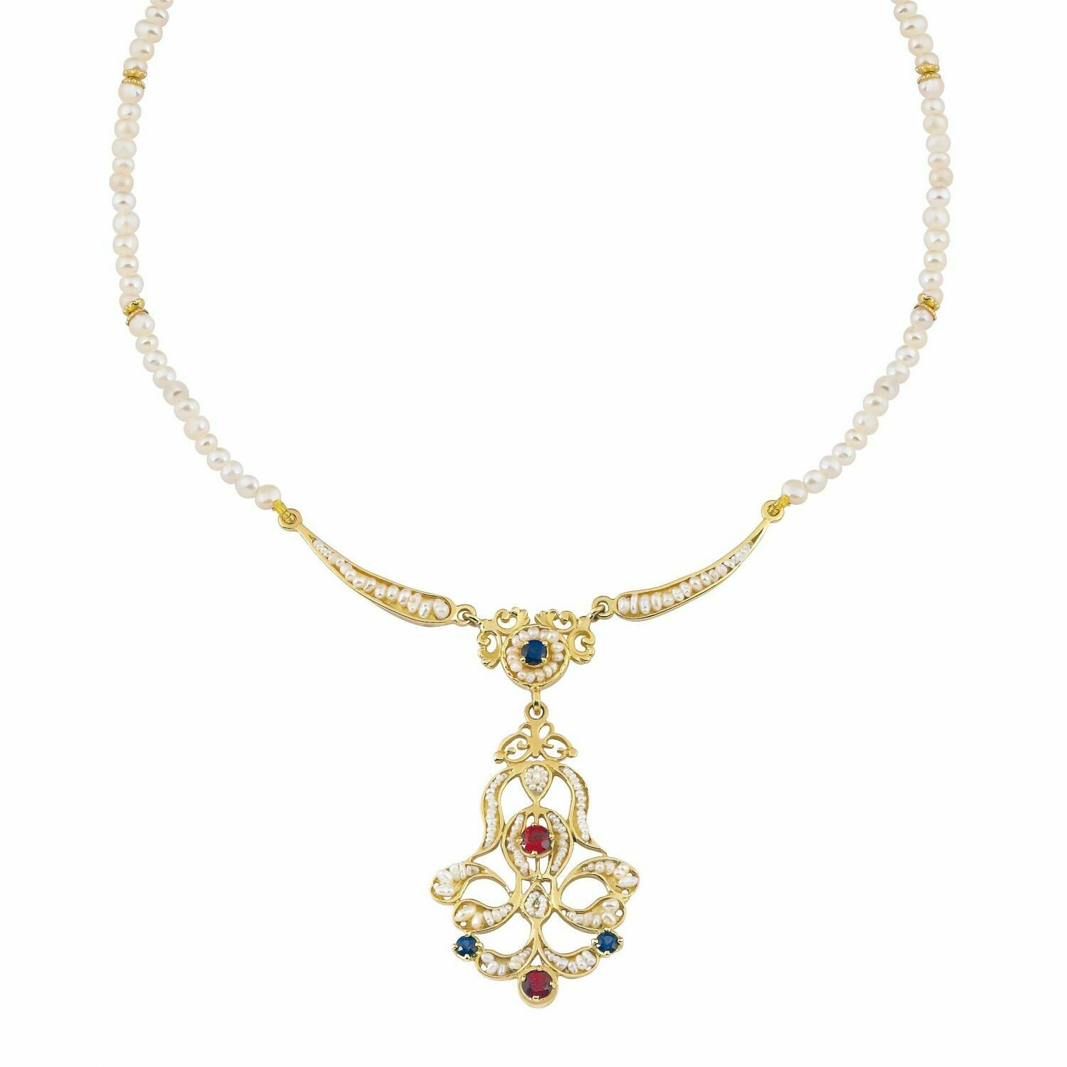 Collana in Oro con Perle e Pietre Preziose