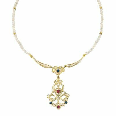 Collana in Oro con Perle e Pietre Preziose Collana in Oro con Perle e Pietre Preziose