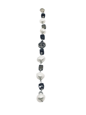 Bracciale c/monete perle e q.zo fumè e spinello nero Bracciale c/monete perle e q.zo fumè e spinello nero
