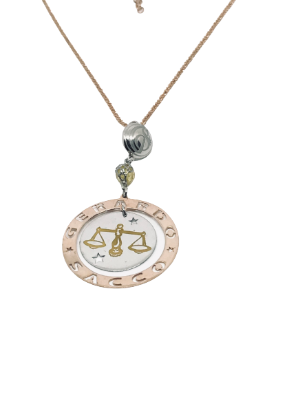Collana arg. 925 c/smalti e pietra sfaccettata "BILANCIA"