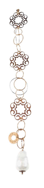 BRACCIALE “IPPOCAMPO “ IN BRONZO E PERLA SINTETICA BRACCIALE “IPPOCAMPO “ IN BRONZO E PERLA SINTETICA