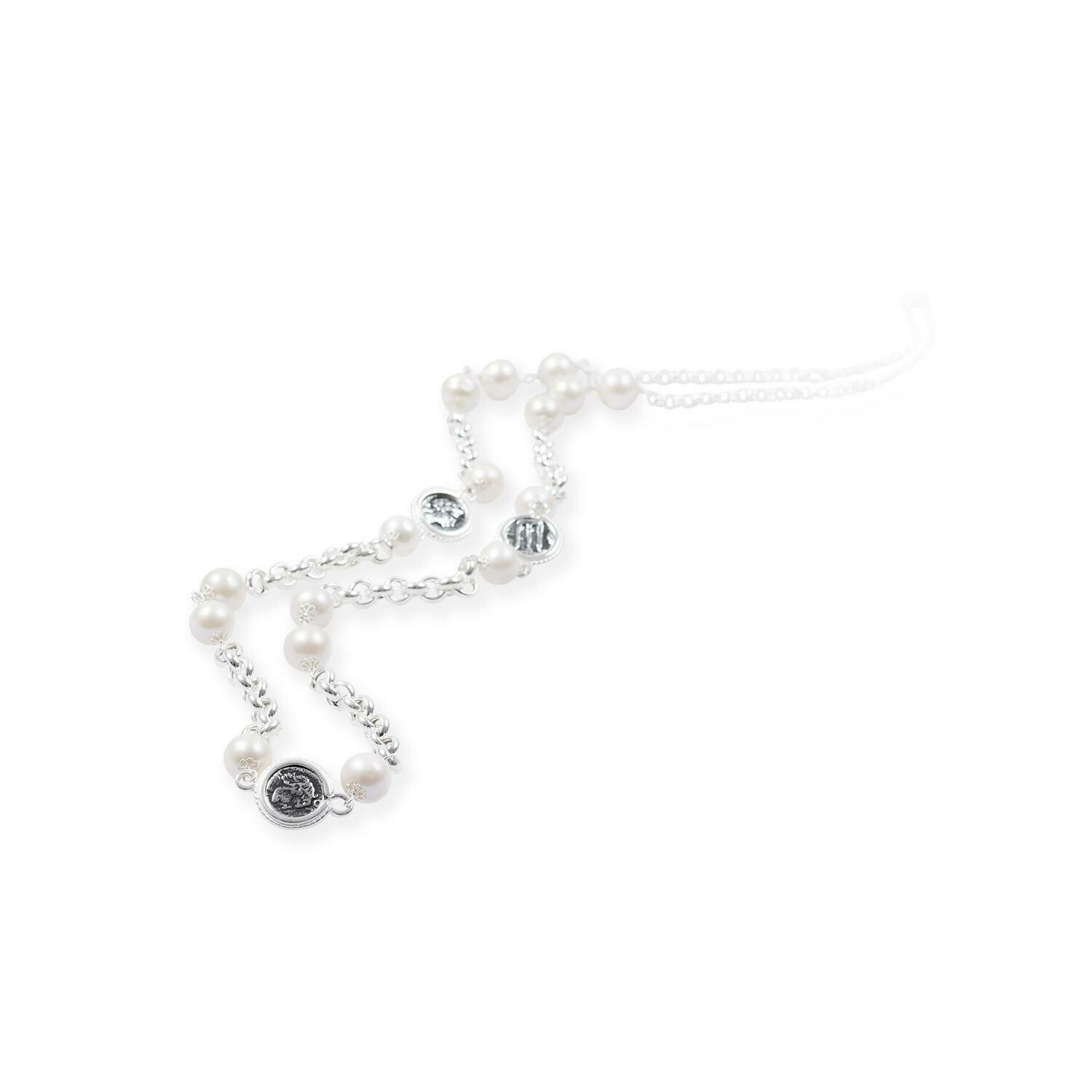 CHANEL C/PERLE BIANCHE E MONETE