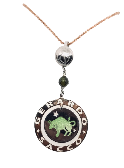 Collana arg. 925 c/smalti e pietra sfaccettata Collana arg. 925 c/smalti e pietra sfaccettata " TORO "