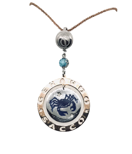 Collana arg. 925 c/smalti e pietra sfaccettata Collana arg. 925 c/smalti e pietra sfaccettata "CANCRO"