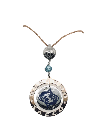 Collana arg. 925 c/smalti e pietra sfaccettata Collana arg. 925 c/smalti e pietra sfaccettata "PESCI"
