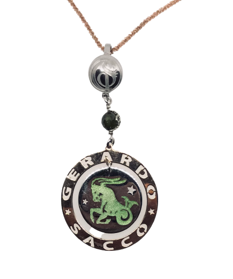 Collana arg. 925 c/smalti e pietra sfaccettata " ARIETE "