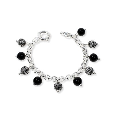 Bracciale in argento con pietre nere e sinacoli