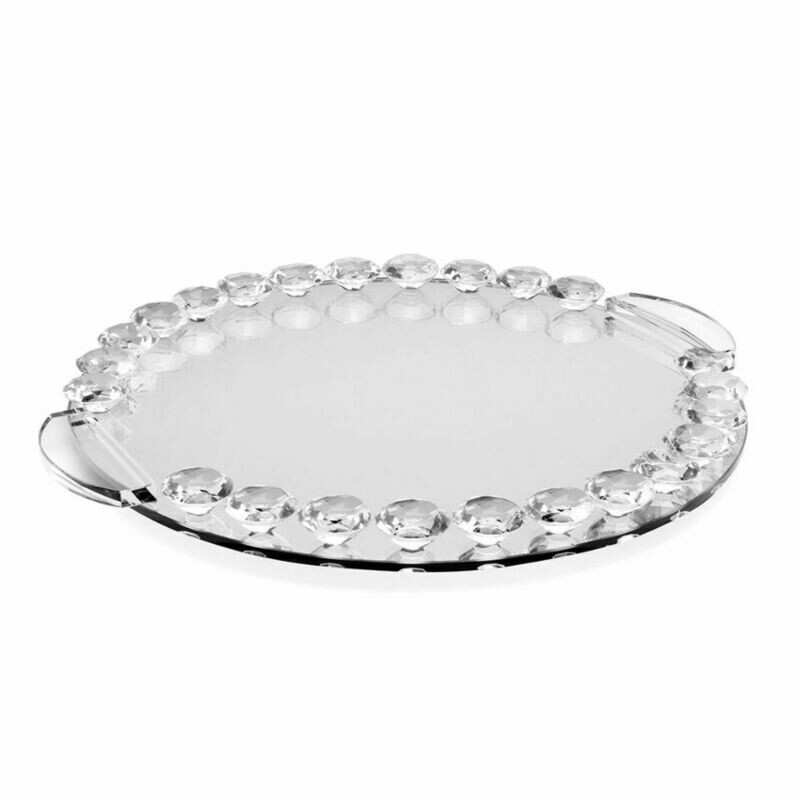Vassoio cristallo c/strass diametro cm.30