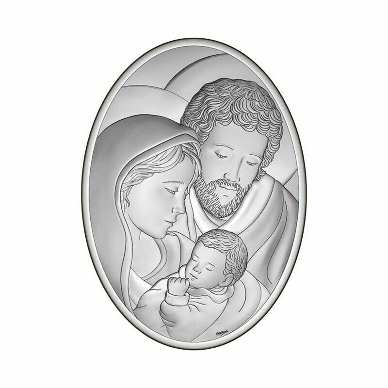 Icona ovale sacra famiglia 25x35