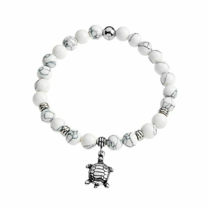 Bracciale elastico in acciaio e howlite