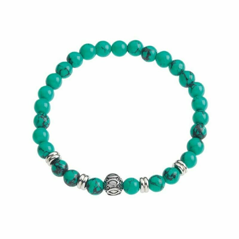 Bracciale elastico in acciaio e turchesi