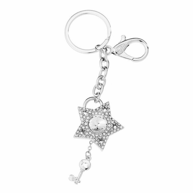 Portachiavi in metallo con strass e cristalli
