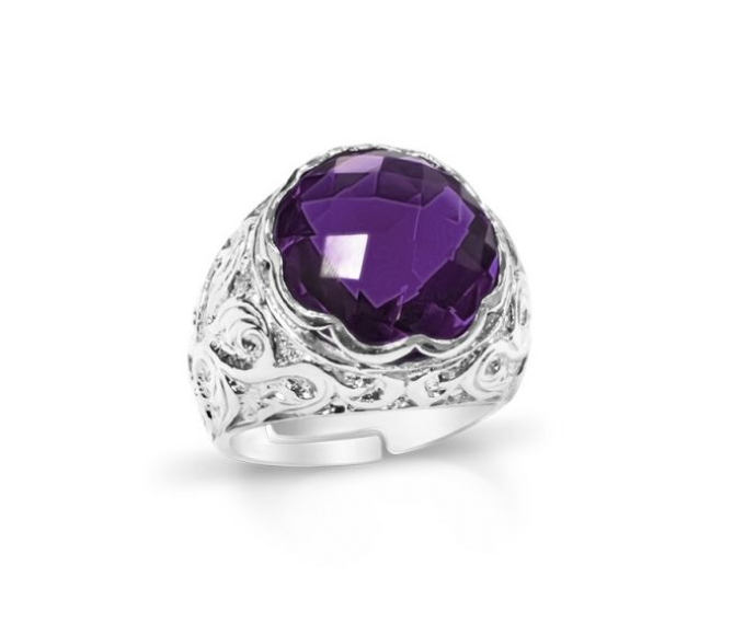 ANELLO CON CRISTALLO A TAGLIO BRIOLETTE COLOR AMETIS ANELLO CON CRISTALLO A TAGLIO BRIOLETTE COLOR AMETIS