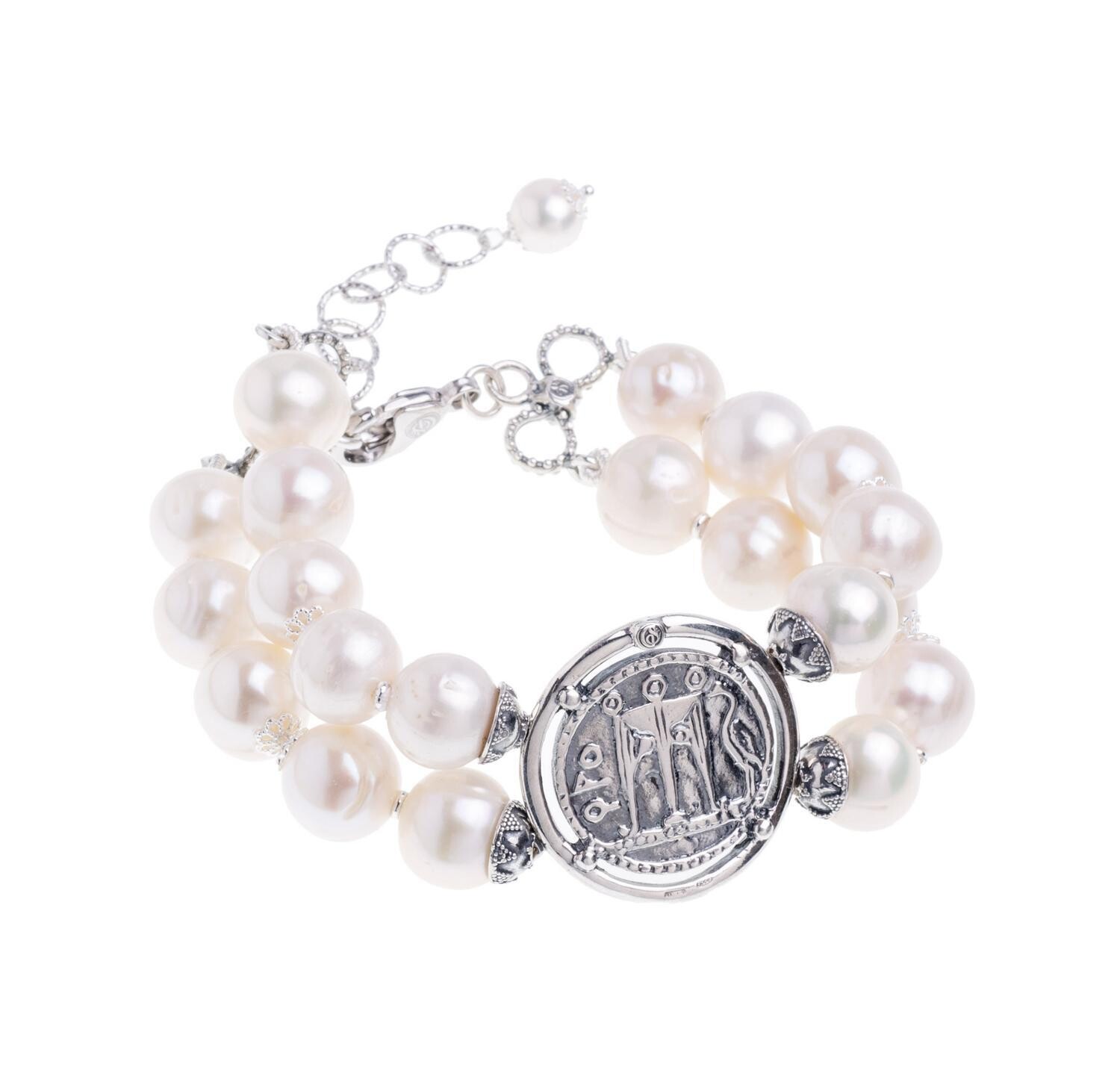 Bracciale c/moneta e perle coltivate
