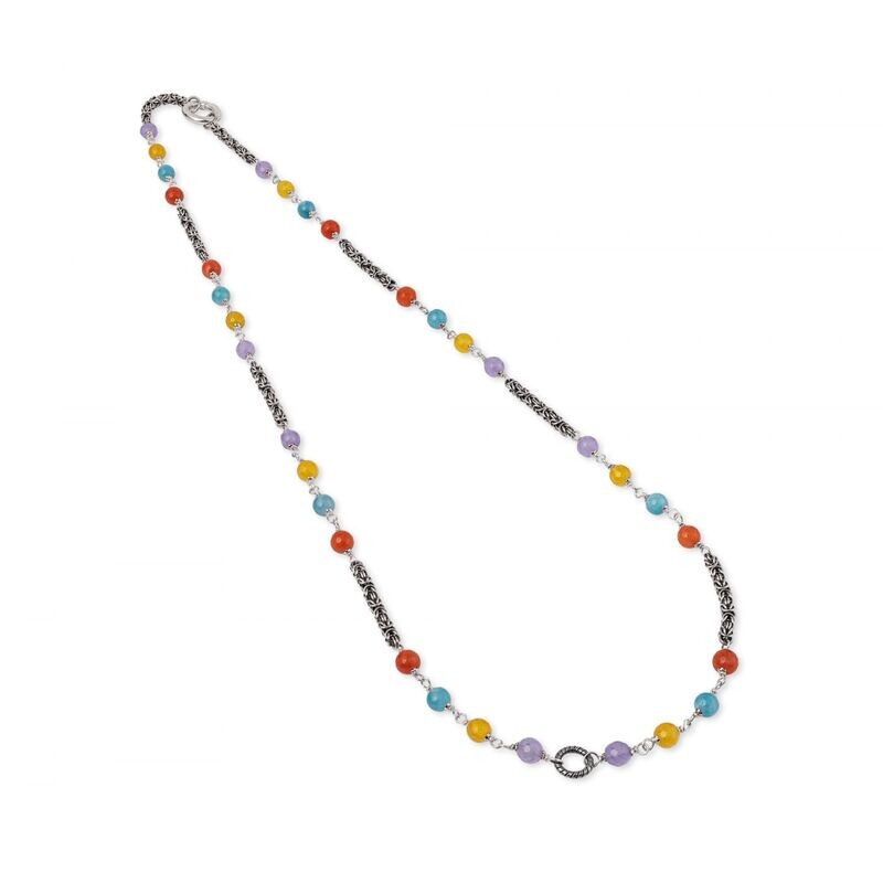 Collana con catena bizantina e pietre colorate Collana con catena bizantina e pietre colorate