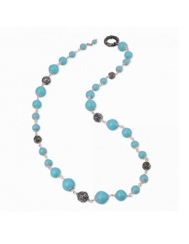 Collana con sinacoli in argento e pasta di turchese Collana con sinacoli in argento e pasta di turchese