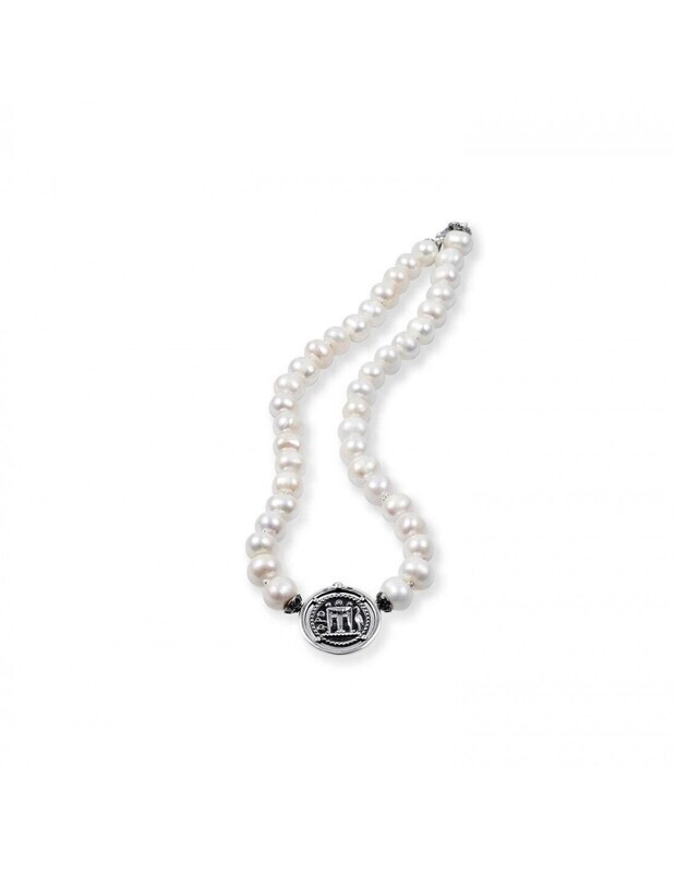 Collana perle con moneta Collana perle con moneta