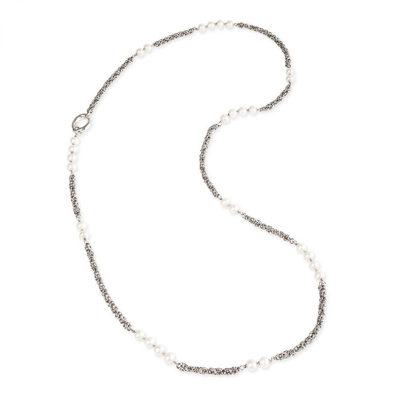 Collana con catena bizantina e Perle Collana con catena bizantina e Perle