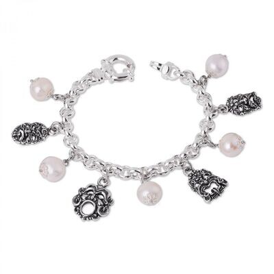 Bracciale in argento con perle e Maschere Bracciale in argento con perle e Maschere