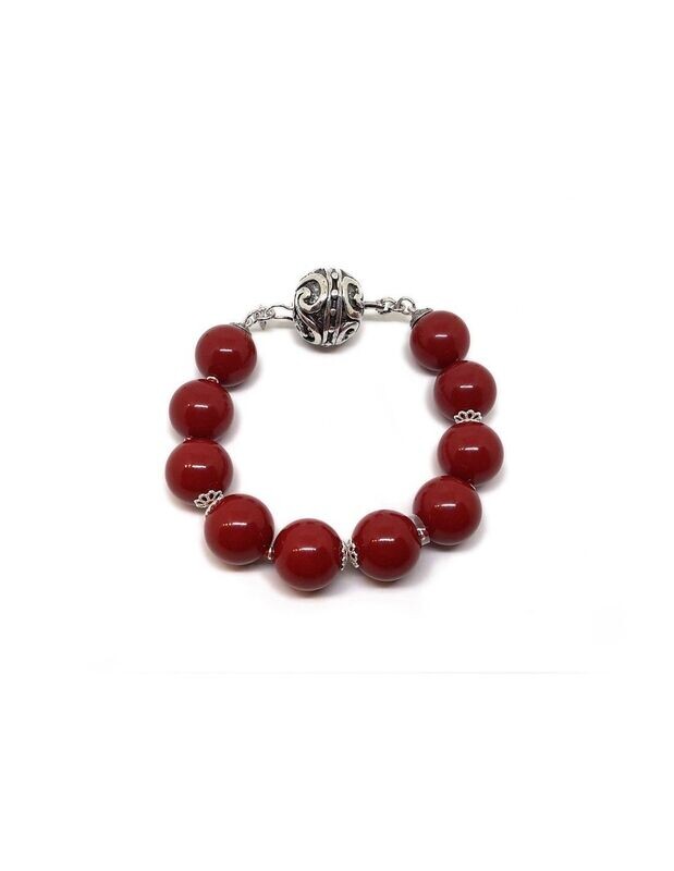 Bracciale in argento con sinacolo e pasta di corallo Bracciale in argento con sinacolo e pasta di corallo