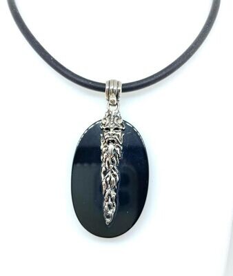 COLLANA CON CIONDOLO OVALE IN AGATA NERA COLLANA CON CIONDOLO OVALE IN AGATA NERA