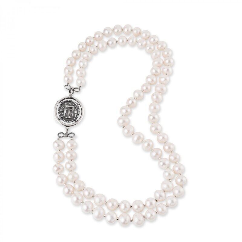 Collana Perle con Moneta Collana Perle con Moneta