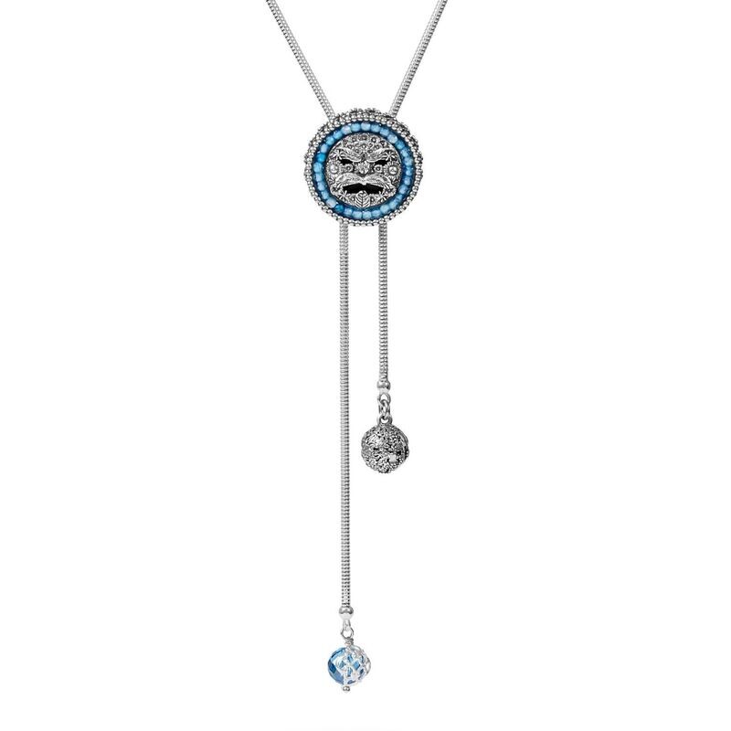 Collana Saliscendi con maschera dell'Arcimboldo e Cubic Zirconia Collana Saliscendi con maschera dell'Arcimboldo e Cubic Zirconia