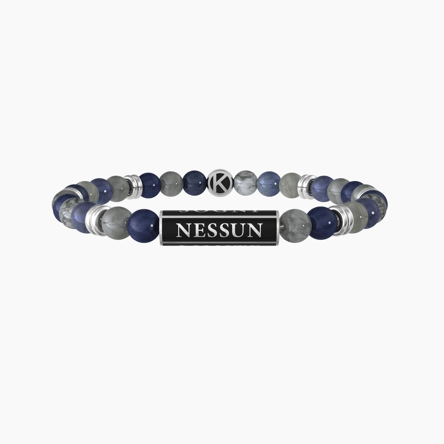 Bracciale Uomo Con Pietre Naturali Blu E Grigie Nessun Limite Ai Tuoi Sogni - Kidult