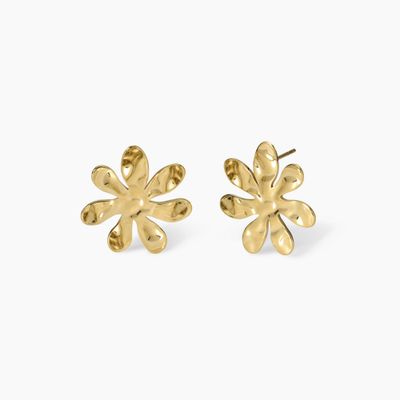 Orecchini dorati con fiore effetto martellato Kidult
