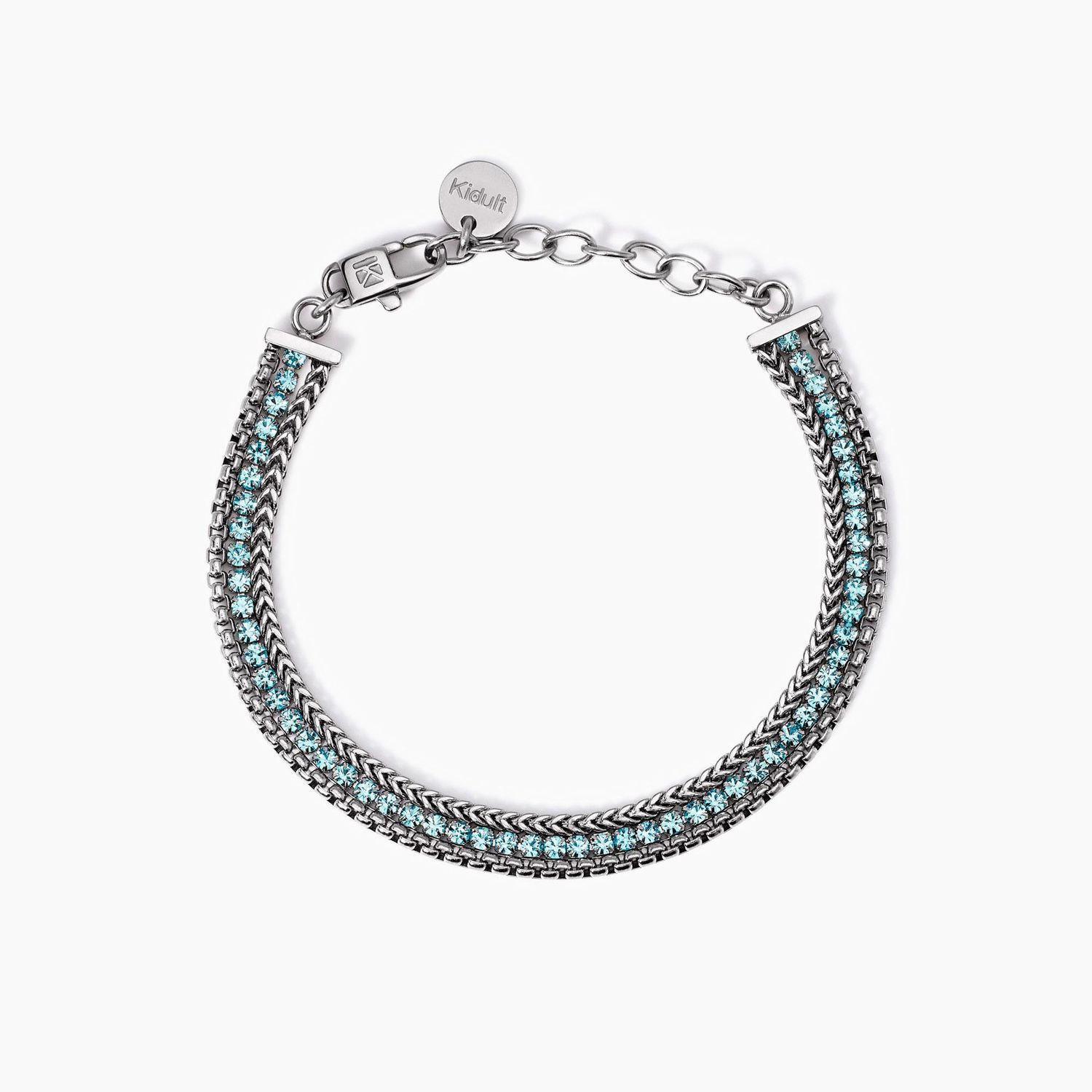 Bracciale con due catene e tennis azzurro Style 07 Kidult